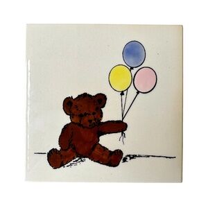 Vtg Signed Bear Ceramic Tile